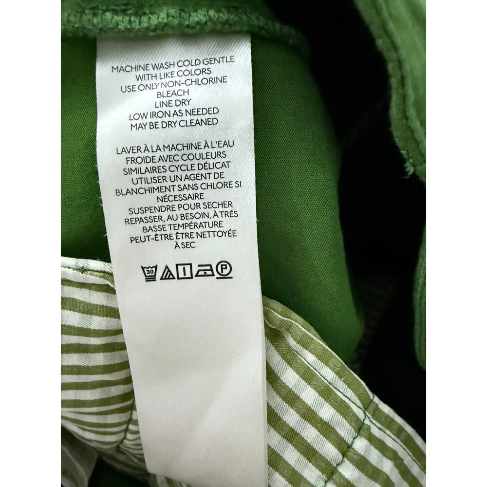 Maeve Anthropologie Naomi Wide Leg Flare Pants Green Linen Blend High Rise Sz 8 - Picture 12 of 14